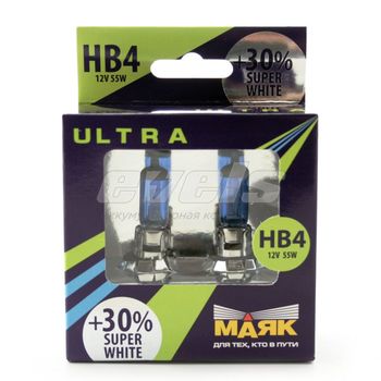 Лампы "Маяк УЛЬТРА" 12V HB4 65W (P22d) Super White +30%